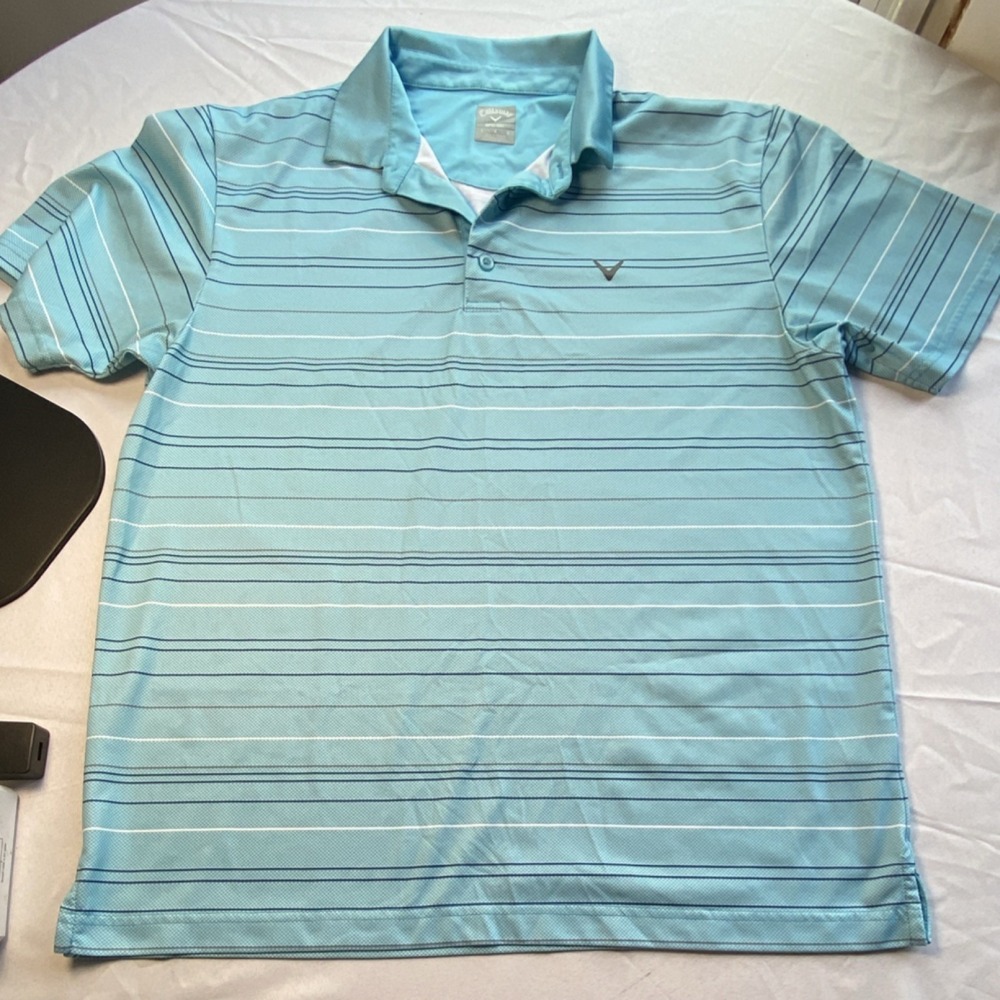 Callaway Golf Opti-Dri Men's Striped Polo Shirts Pink Blue Size L - Picture 4 of 10